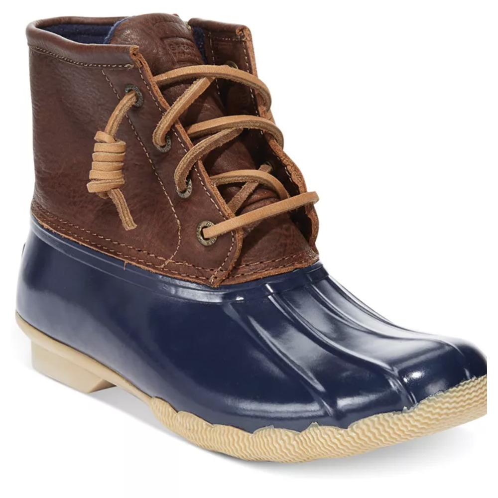 Sperry Navy Blue and Brown Alpine Saltwater Wool Lined Duck Boots • Size 9 🗣